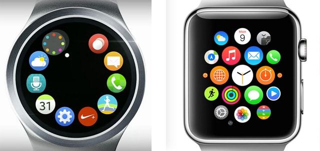 Apple Watch 界面与 Samsung Gear S2 对比