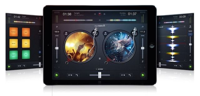 djay 在 iPad 上的专业双黑胶唱盘混音界面