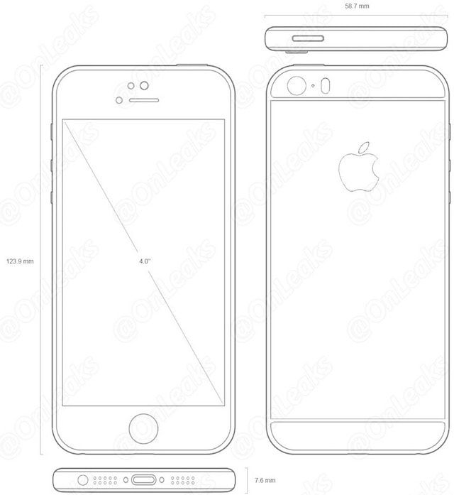 4 英寸 iPhone 5se 原型机设计图纸